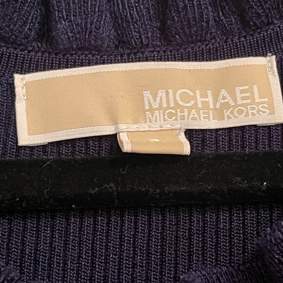 MICHAEL MICHAEL KORS Stretch Viscose Ribbed Dress with Ruffles Dark Blue - Picture 8 of 8